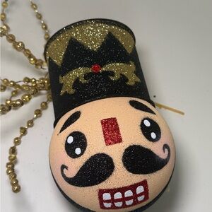 7.5” set of 3 Nutcracker Christmas Tree head Black & Gold Glitter – NEW